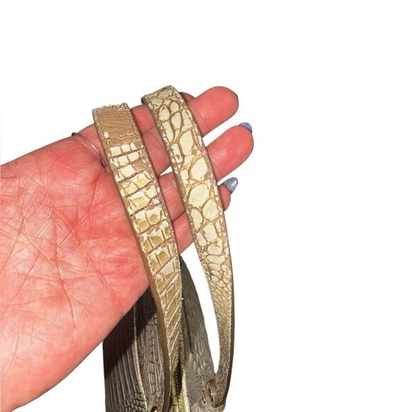 BRAHMIN ivory croc embossed leather Asher Melbourne medium shoulder bag purse - Picture 8 of 13